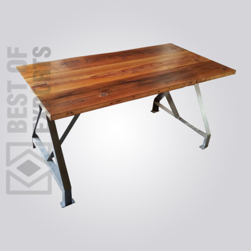 Industrial Dining Table With Wooden Top