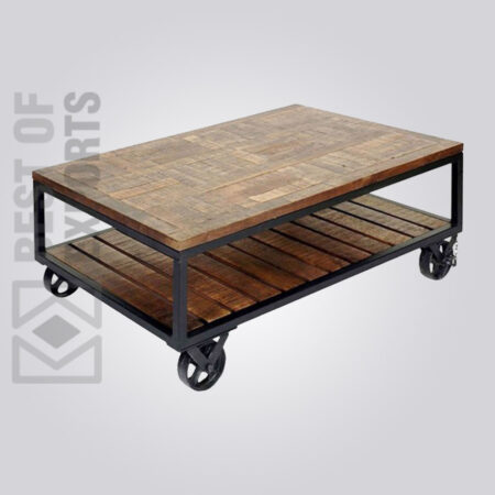 Industrial Coffee Table With Wheels