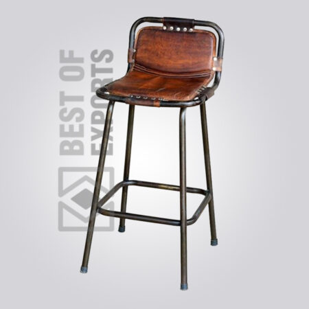 Counter Height Bar Stool With Leather Seat