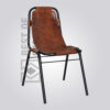 Industrial Side Chair With Leather Seat
