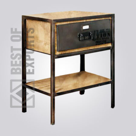 Metal/Wood Sidetable With Drawer