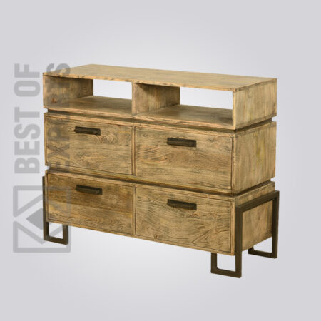 Metal/Wood Media Cabinet With Drawer