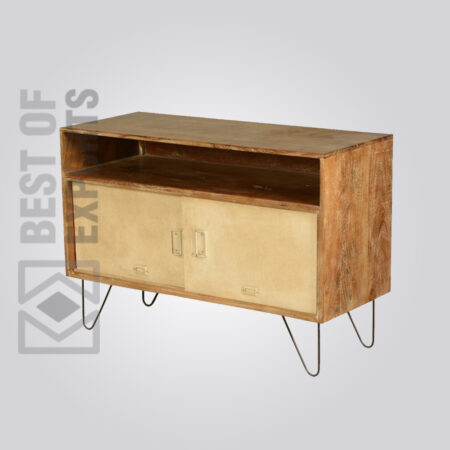 Metal/Wood Media Console With Drawer