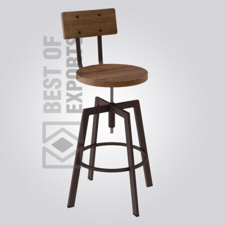 Adjustable Industrial Bar Stool With Back Support