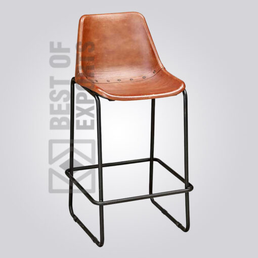 Elegant Bar Stool With Leather Seat