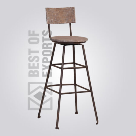 Counter Height Bar Stool With Wooden Seat