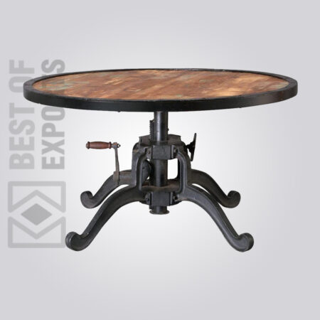 Industrial Adjustable Round Coffee Table