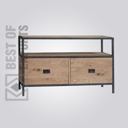 Metal/Wood Media Stand With Drawer