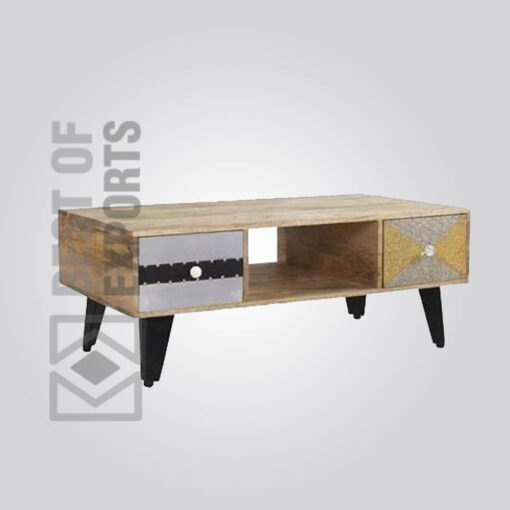 Reclaimed Wood Coffee Table With Drawer - 2