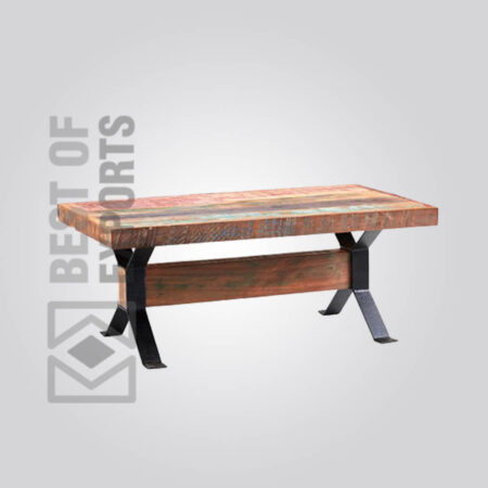 Reclaimed Wood Coffee Table With Cross Leg