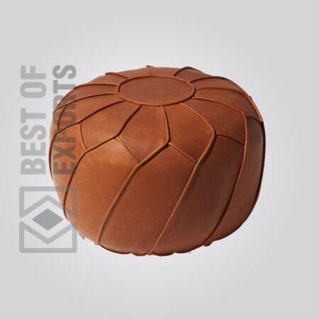 Round Leather Pouf