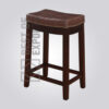 Backless Counter Stool with Brown Vinyl Seat