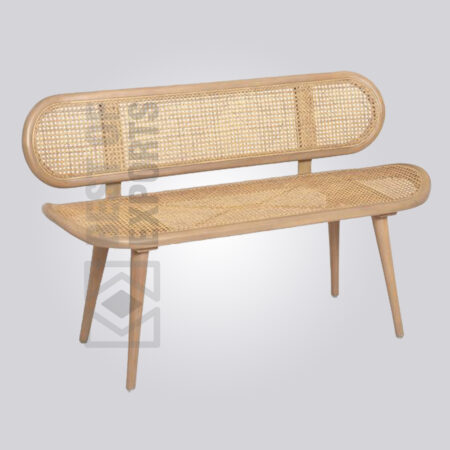 Cane Bench with Back