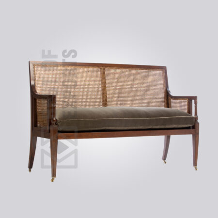 High Back Rattan Bench
