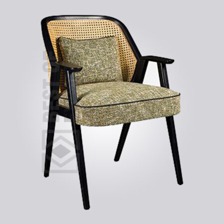 Upholstered Cane Back Armchair