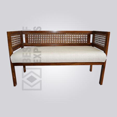 Upholstered Cane Back Bench
