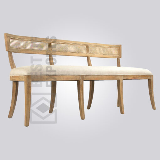Upholstered Rattan Cane Bench