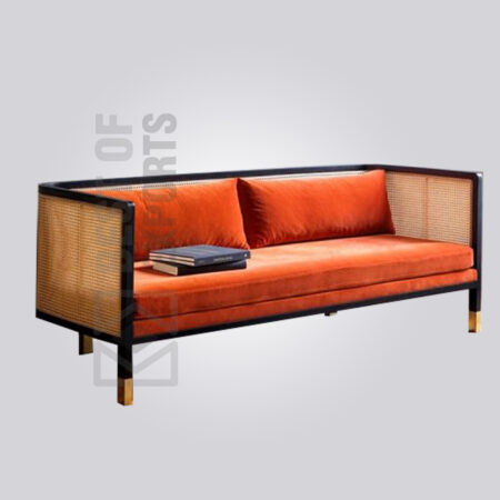 Upholstered Rattan Sofa