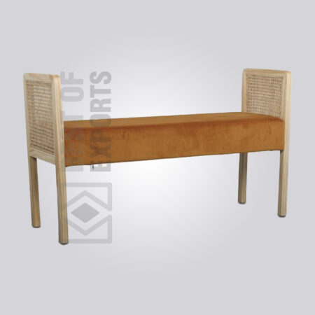 Upholstered Side Caned Bench