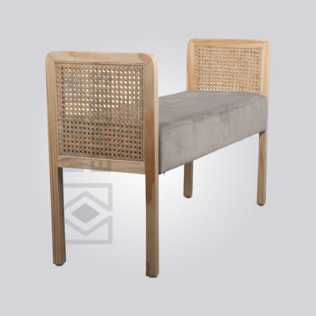 Upholstered Side Rattan Bench