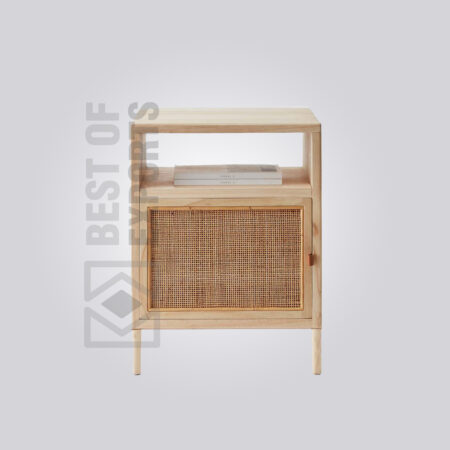 Wood and Cane Bedside Table