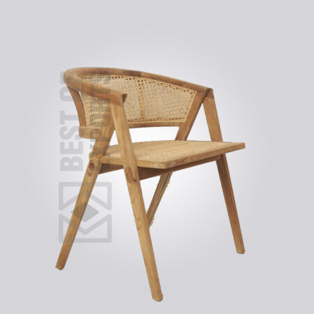 Wood and Rattan Armchair