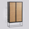 Black Cane 2 Door Almirah with Metal Lags