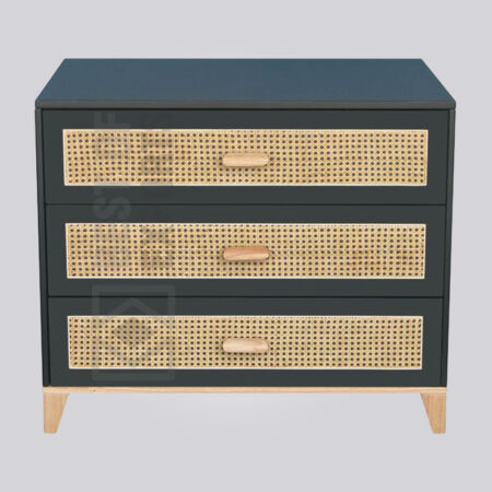 Cane Design Chest Of Drawers, Black