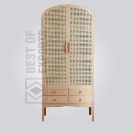Cane Wardrobe with 4 Drawer