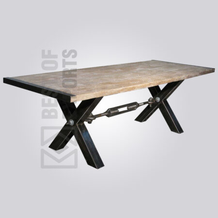 Cast Iron Industrial Dining Table - X Shape Lag