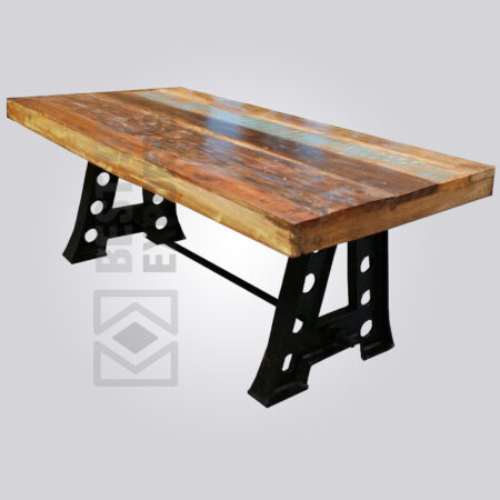 Cast Iron Reclaimed Finish Dining Table