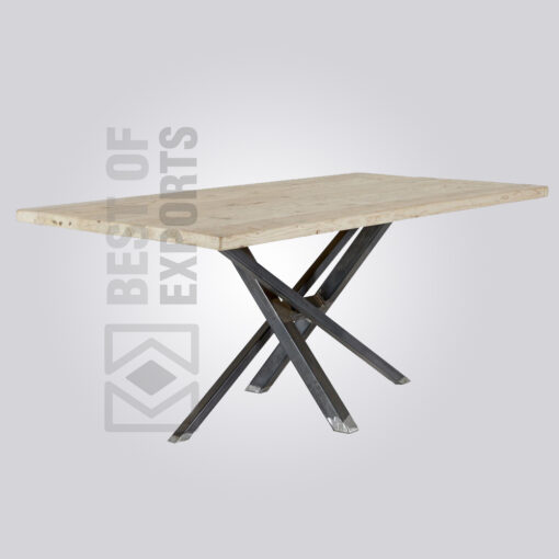 Cross Lag Rectangle Industrial Dining Table