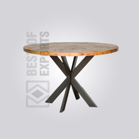 Cross Lag Round Industrial Dining Table