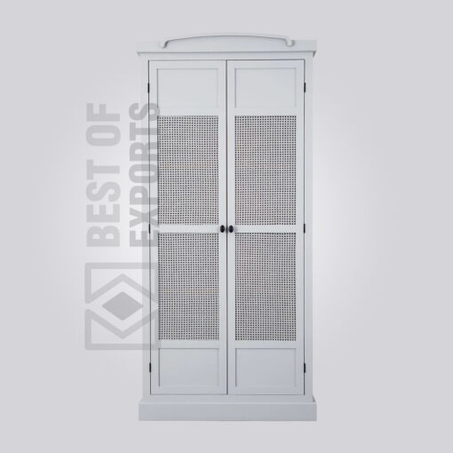 French Style Cane Wardrobe - White