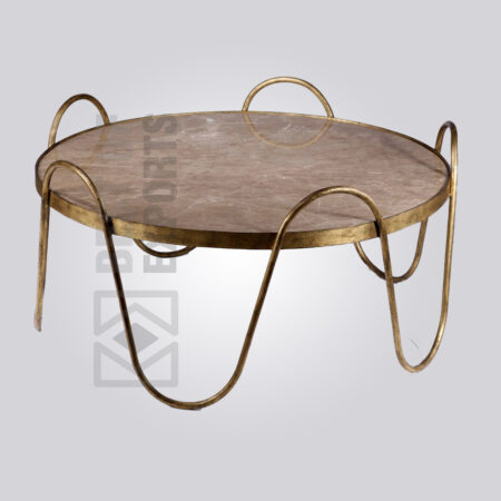 Industrial Marble Coffee Table - Brass Finish