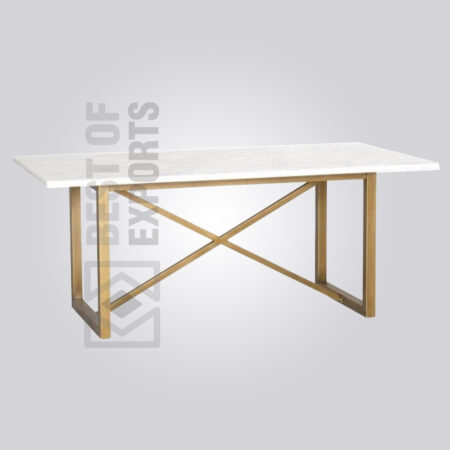 Industrial Marble Dining Table - Brass Finish
