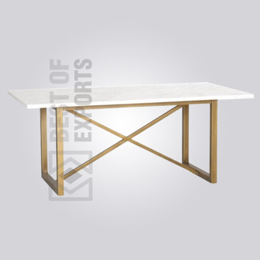 Industrial Marble Dining Table - Brass Finish