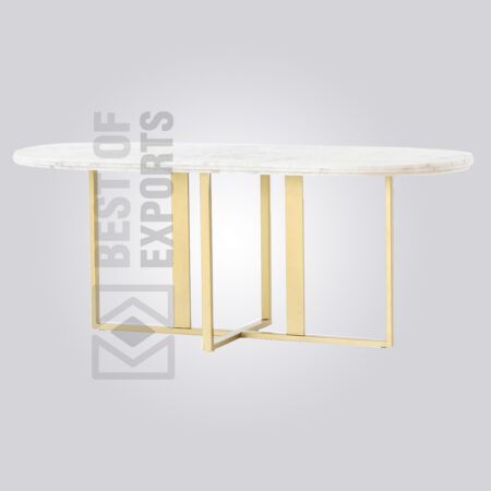 Industrial Marble Dining Table - Oval
