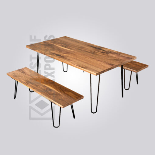 Industrial Dining Set with Benches