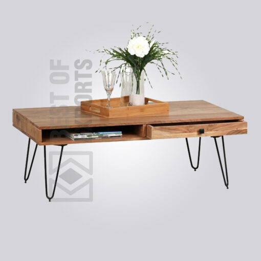 Industrial Modern Coffee Table with Drawer