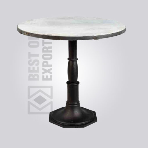 Industrial Pedestal Table with Marble Top