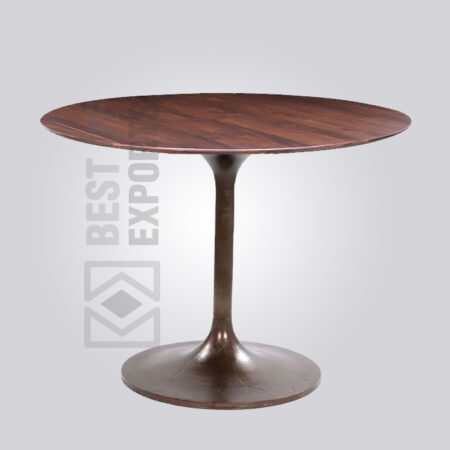 Industrial Wooden Top Pedestal Dining Table