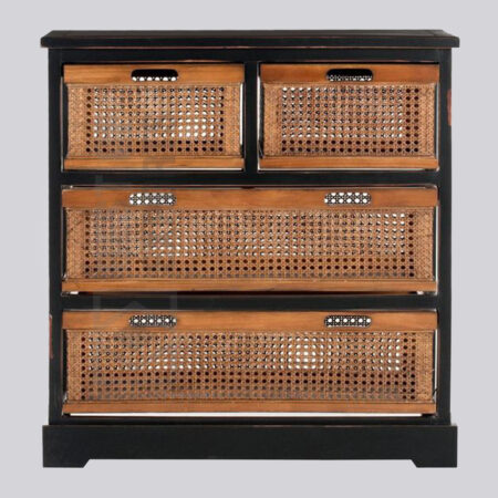 Mid Century Natural Rattan Chest of Drawers