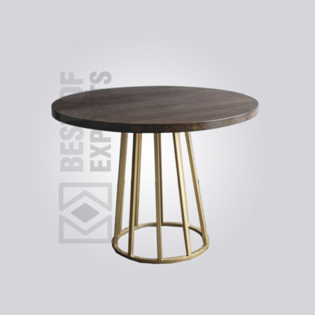 Modern Round Industrial Dining Table - Brass Finish