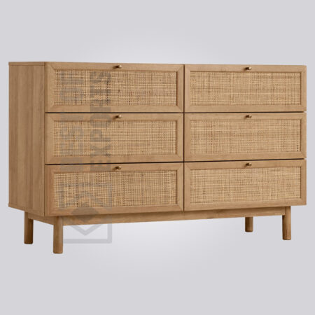 Natural Wood 6 Drawers Canned Chest