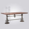 Reclaimed Wooden Top Crank Dining Table
