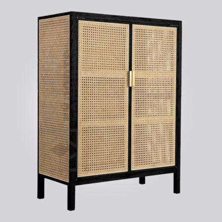 Retro Black Cane 2 Door Almirah
