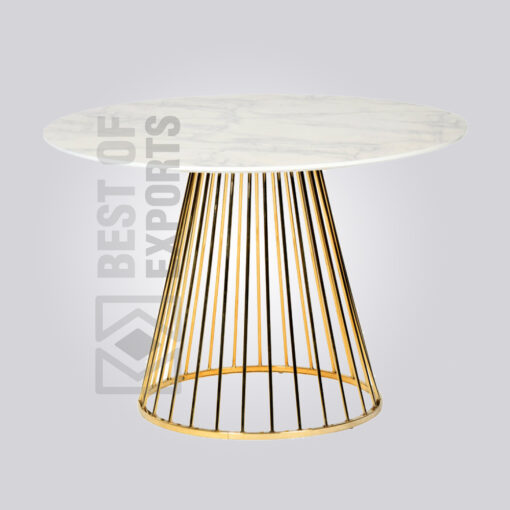 Round Marble Table with Brass Finish Lag