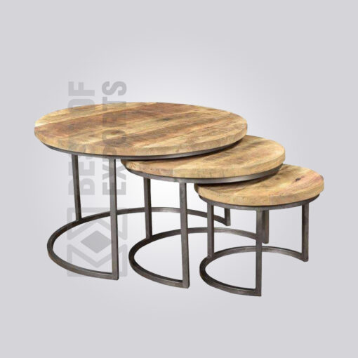 Rustic Industrial Coffee Table - Set of 3