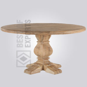 Solid Wood Rustic Round Dining Table - Best of Exports